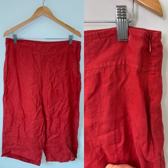 Eileen Fisher 100% Organic Linen Wide Leg Ankle Pants (PM)